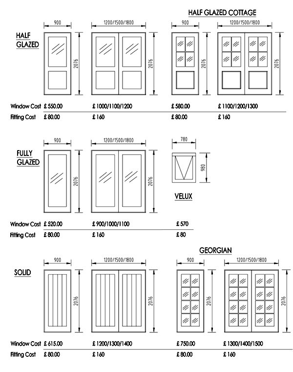 Garden Room Price List